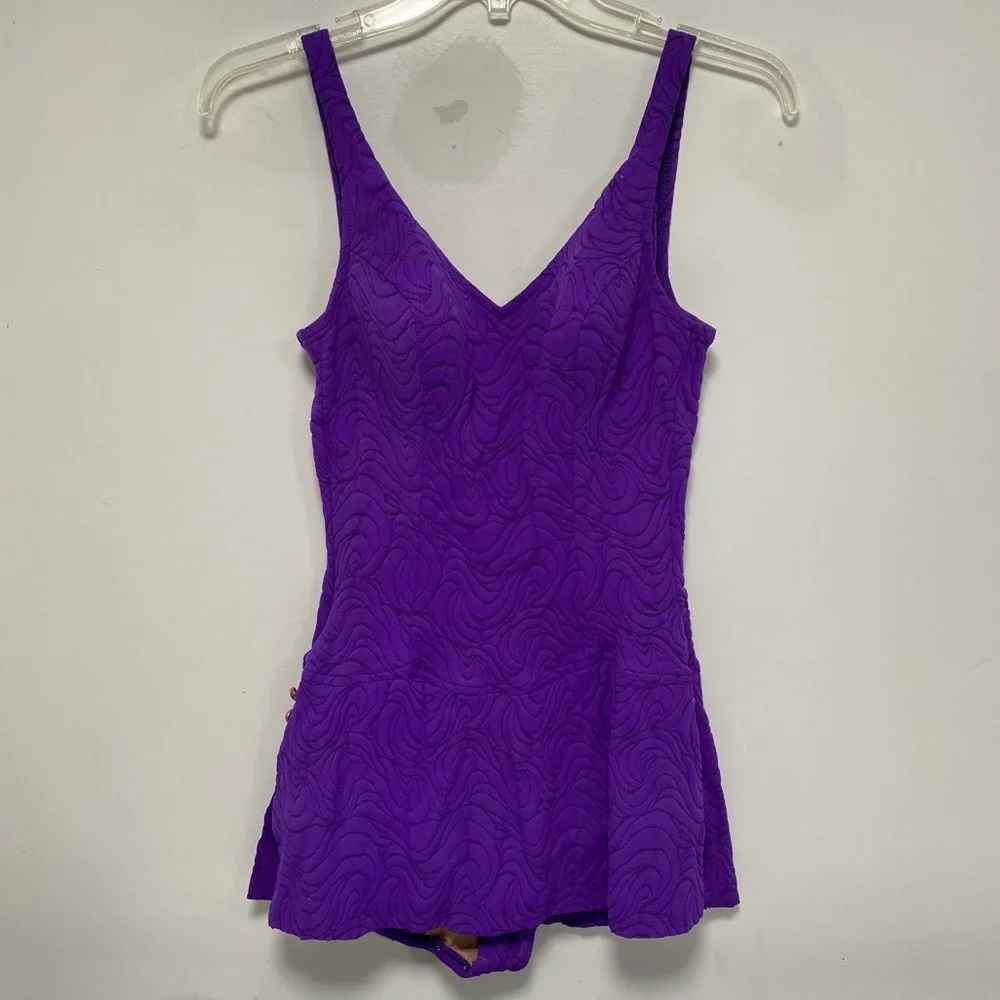 Vintage purple skirted one piece bathing suit